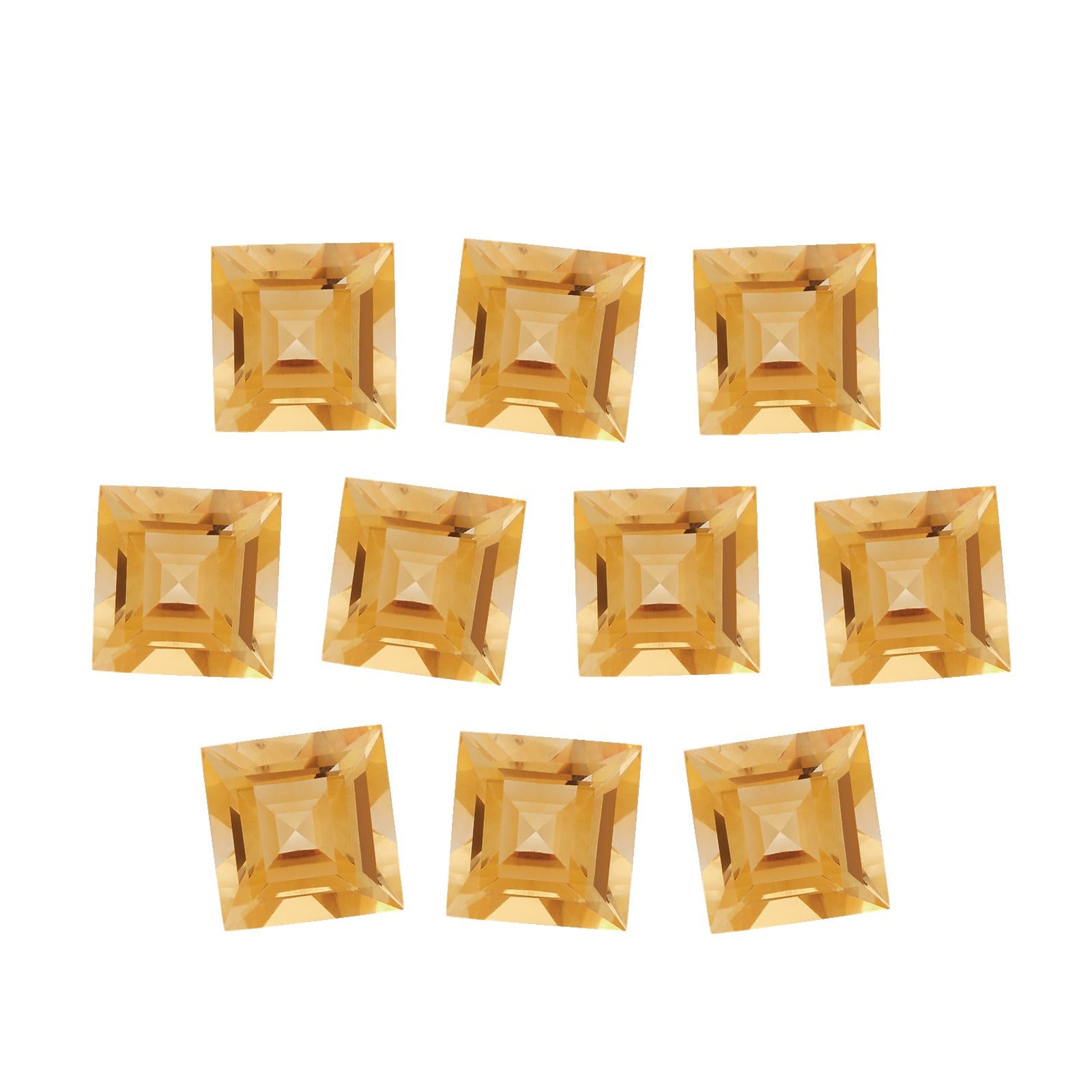 Lot of 10: 4 mm natural orange citrine, square cut | Sapphire Row · cut7