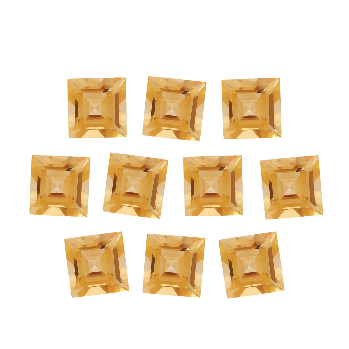 Lot of 10: 4 mm natural orange citrine, square cut | Sapphire Row · cut7
