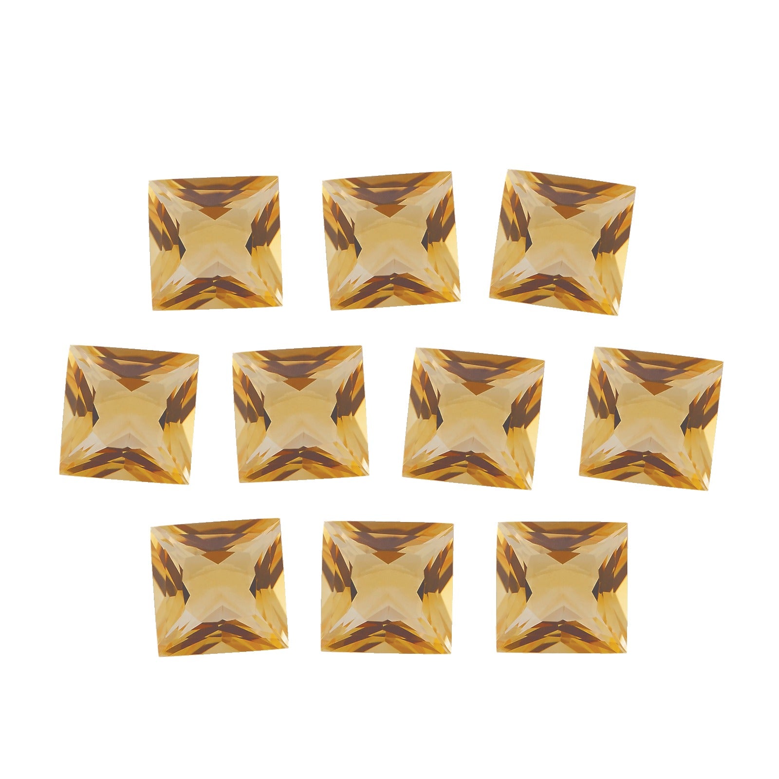 Lot of 10: 4 mm natural orange citrine, square cut | Sapphire Row · cut7