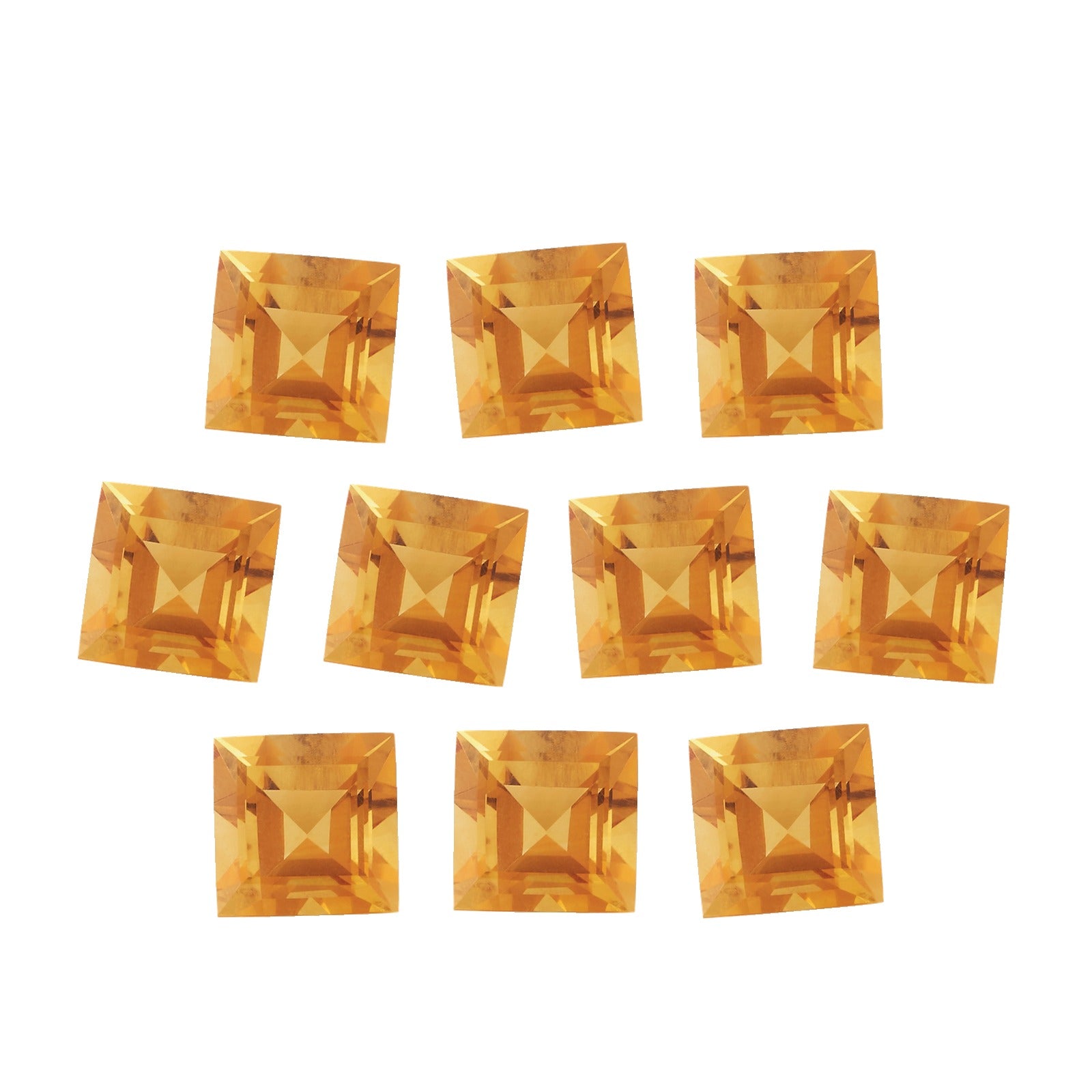Lot of 10: 4 mm natural orange citrine, square cut | Sapphire Row · cut7