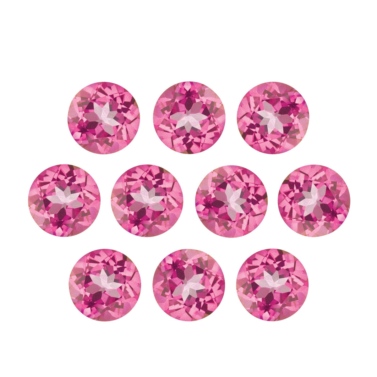 Lot of 10: 4 mm natural pure pink mystic topaz, round cut | Sapphire Row · cut7