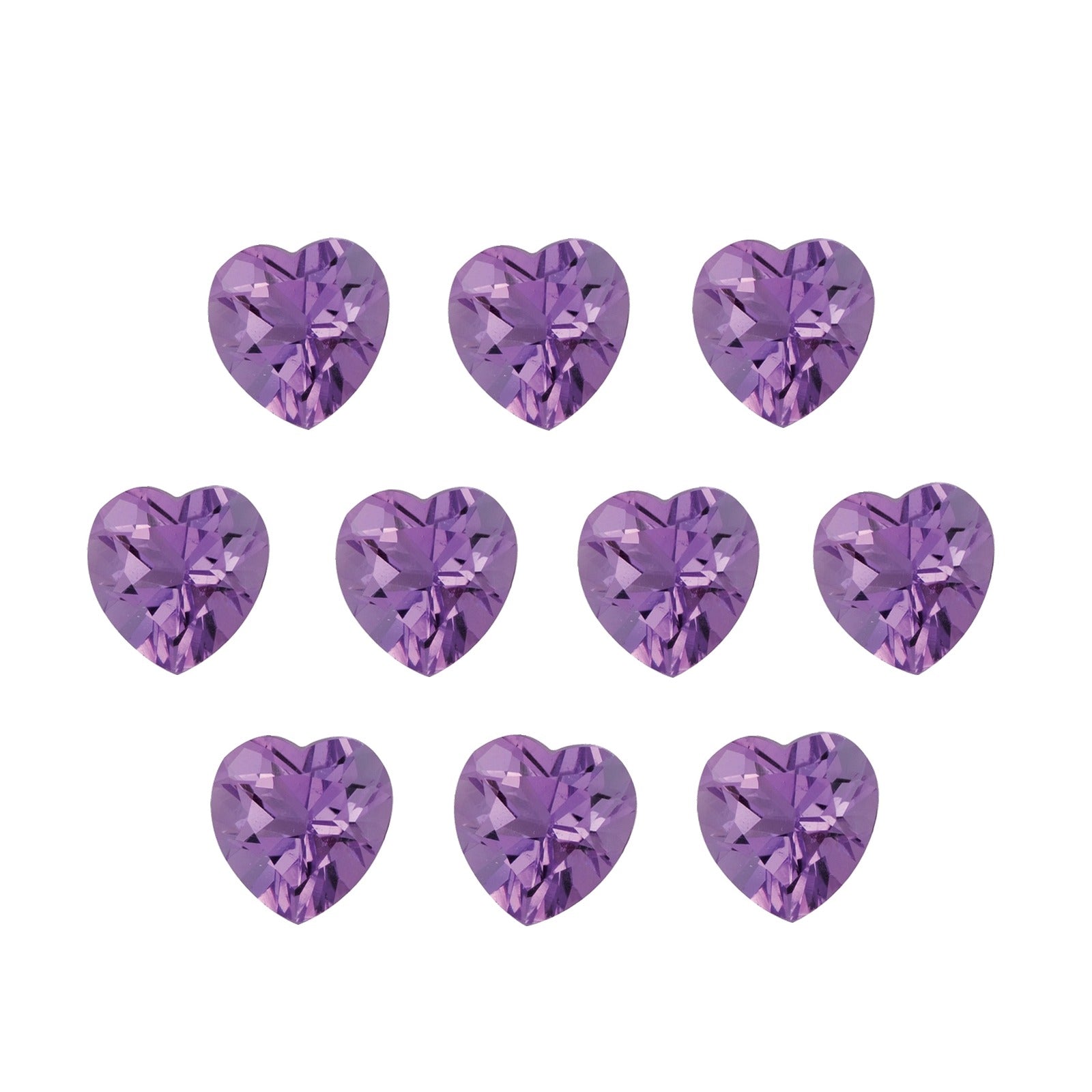 Lot of 10: 4 mm natural purple amethyst, heart cut | Sapphire Row · cut7