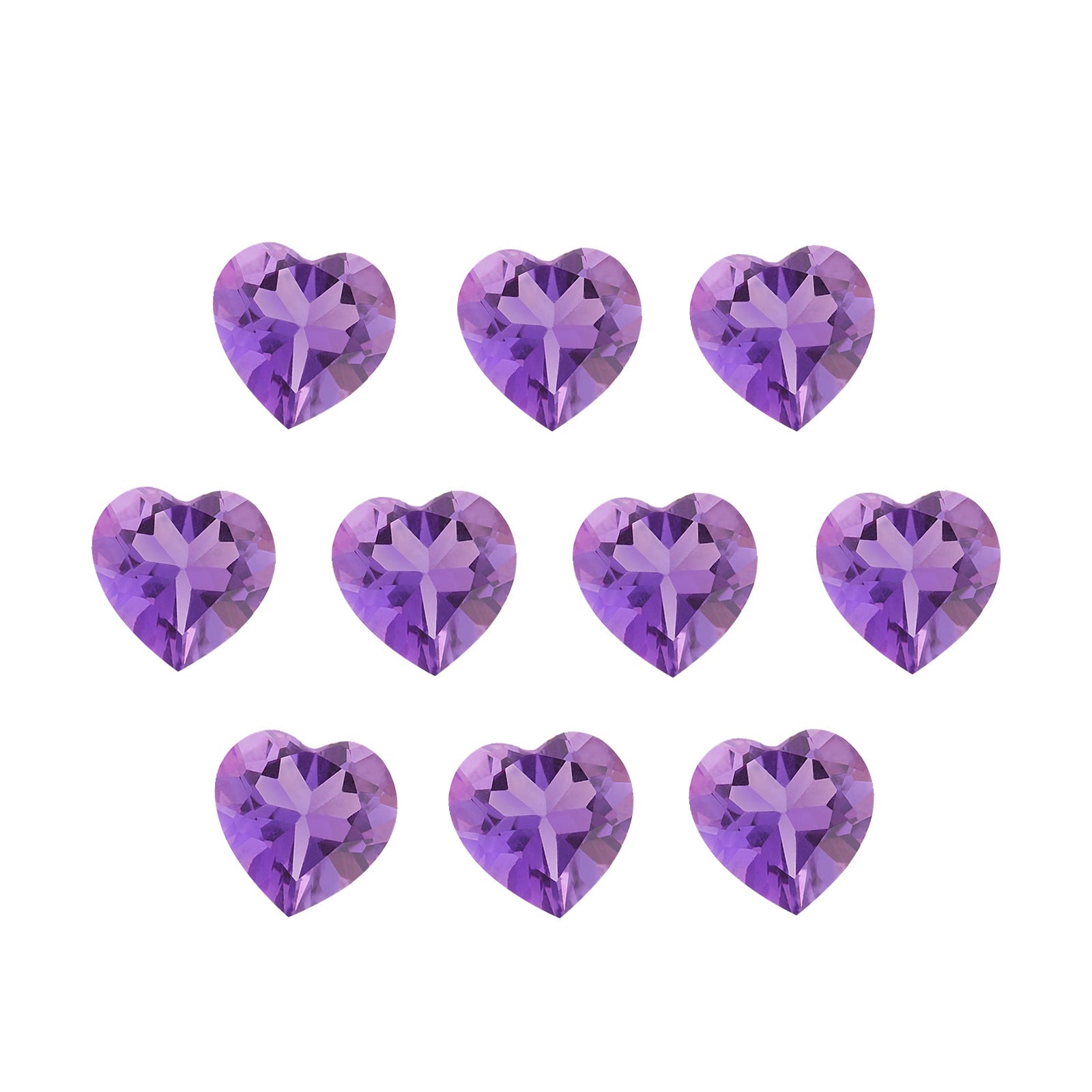 Lot of 10: 4 mm natural purple amethyst, heart cut | Sapphire Row · cut7