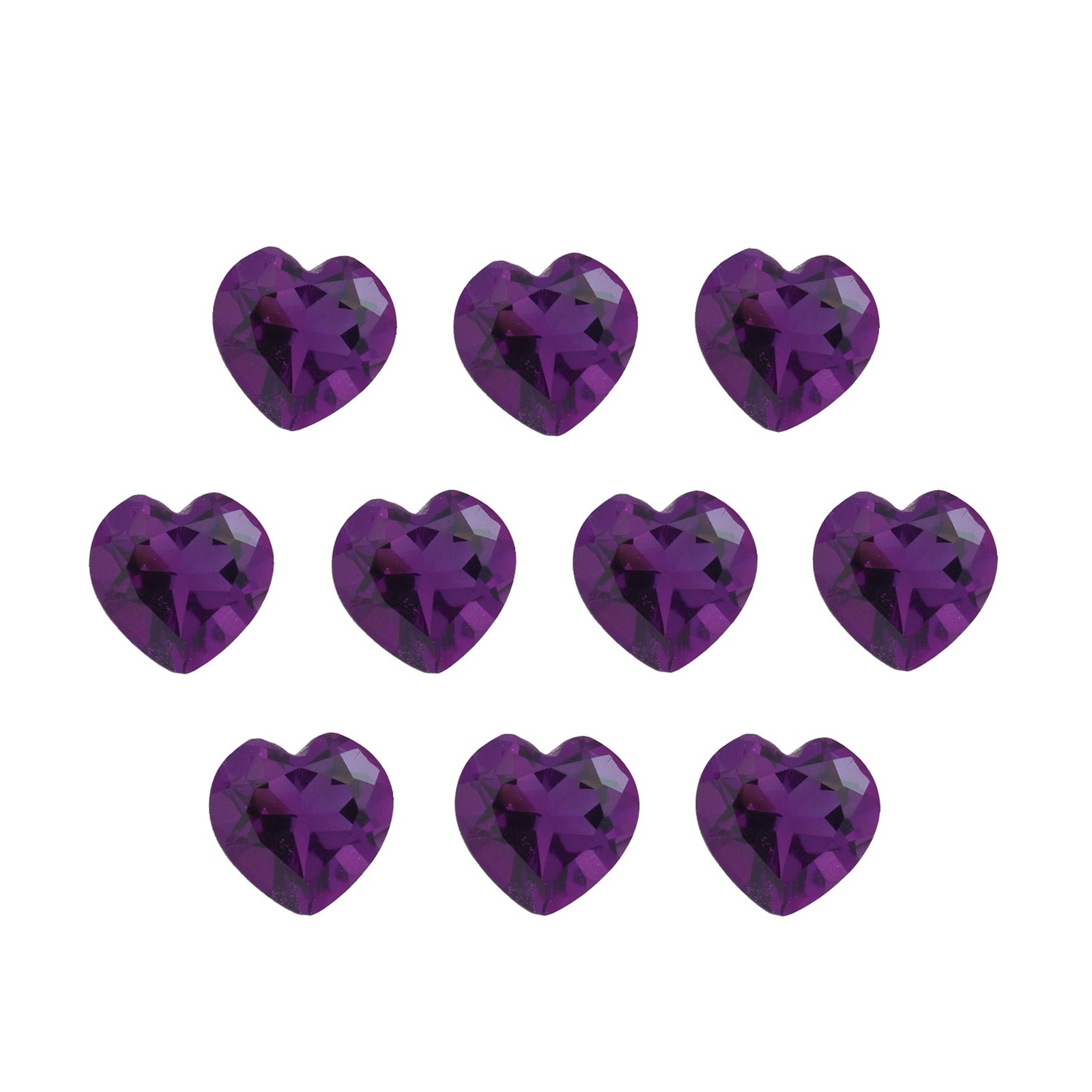 Lot of 10: 4 mm natural purple amethyst, heart cut | Sapphire Row · cut7