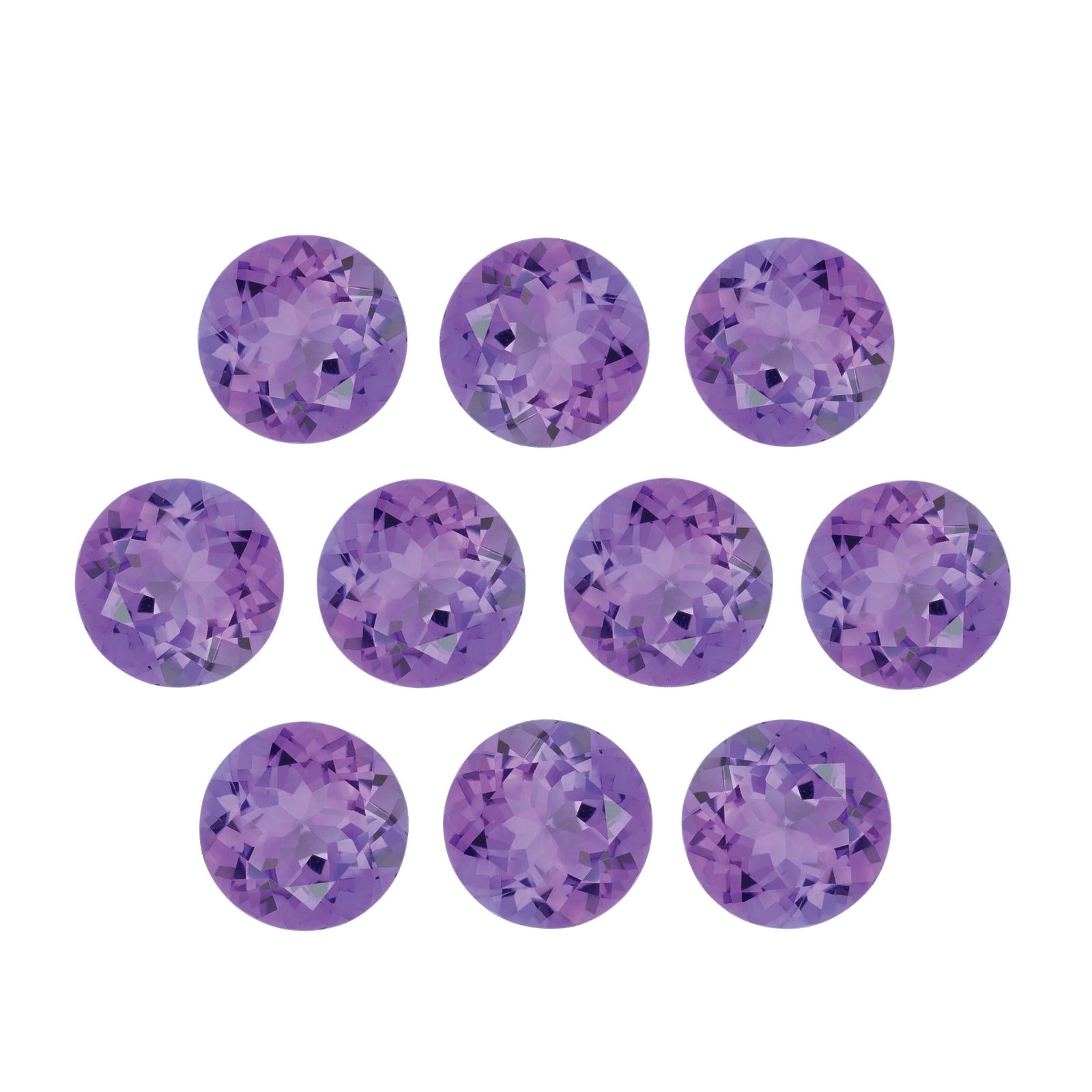 Lot of 10: 4 mm natural purple amethyst, round cut | Sapphire Row · cut7