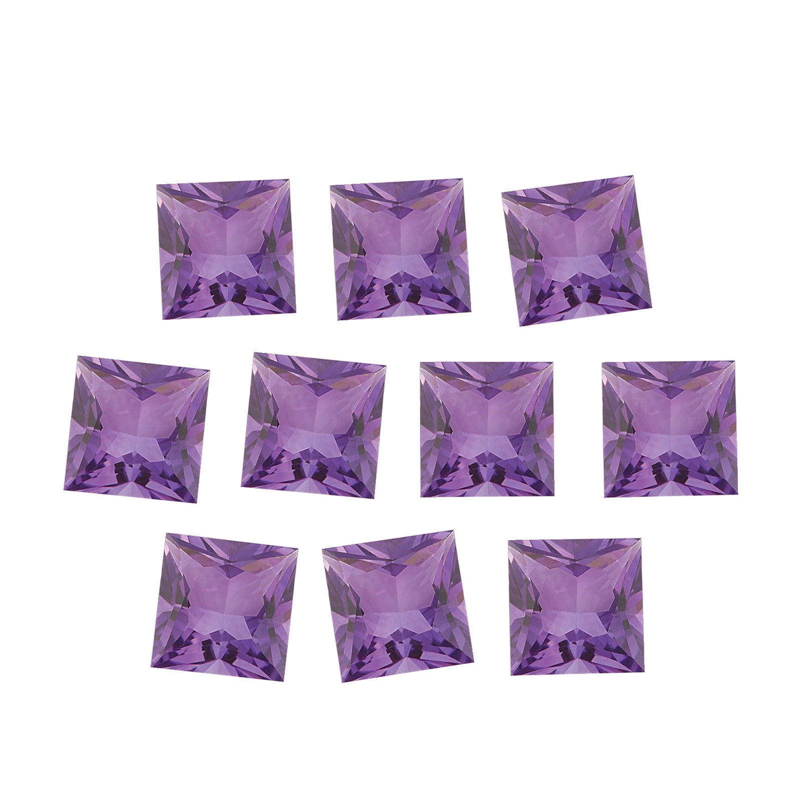 Lot of 10: 4 mm natural purple amethyst, square cut | Sapphire Row · cut7