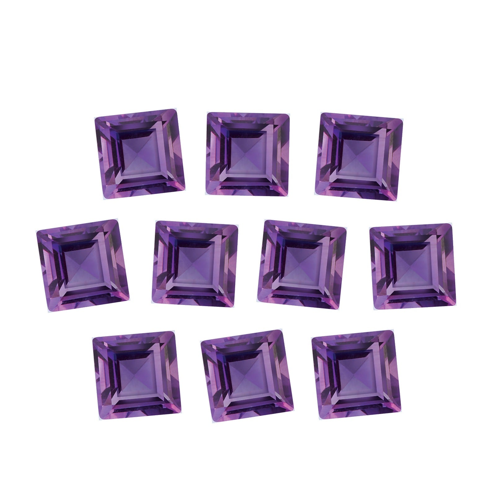 Lot of 10: 4 mm natural purple amethyst, square cut | Sapphire Row · cut7