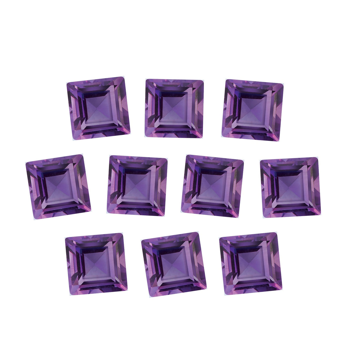 Lot of 10: 4 mm natural purple amethyst, square cut | Sapphire Row · cut7