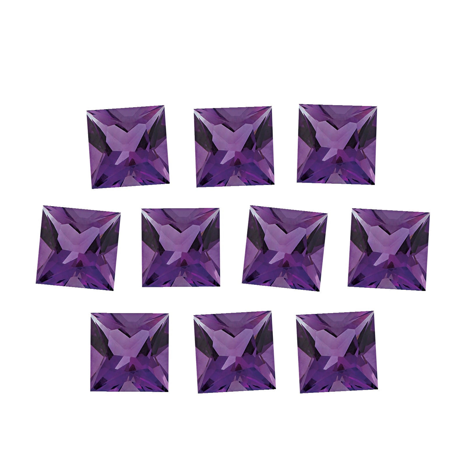 Lot of 10: 4 mm natural purple amethyst, square cut | Sapphire Row · cut7