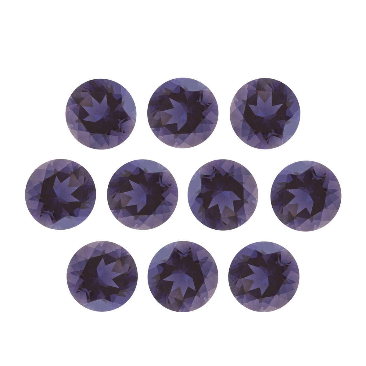 Lot of 10: 4 mm natural purple iolite, round cut | Sapphire Row · cut7