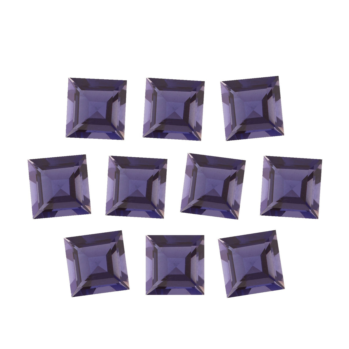 Lot of 10: 4 mm natural purple iolite, square cut | Sapphire Row · cut7