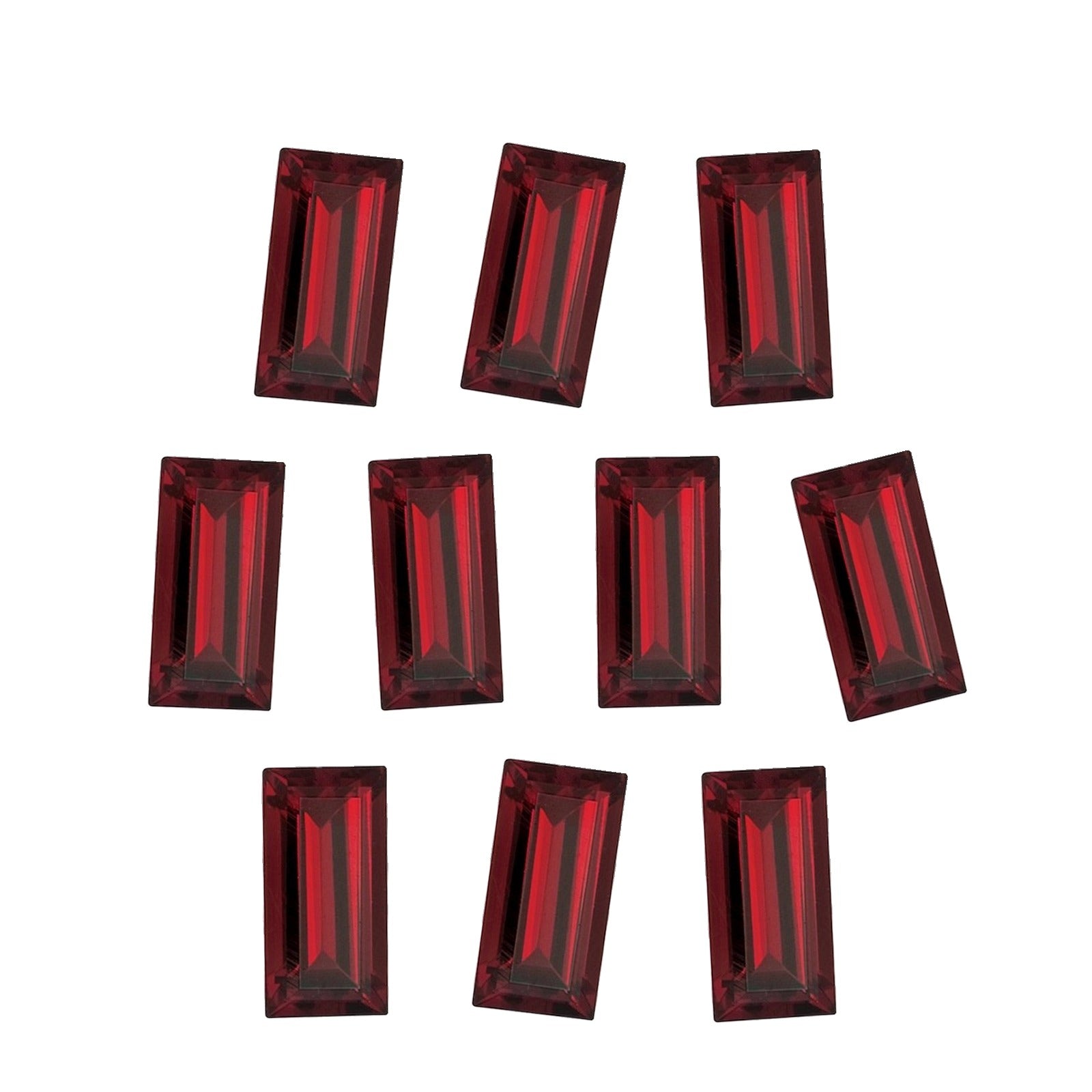 Lot of 10: 4x2 mm natural dark orange red mozambique garnet, straight baguette cut | Sapphire Row · cut7
