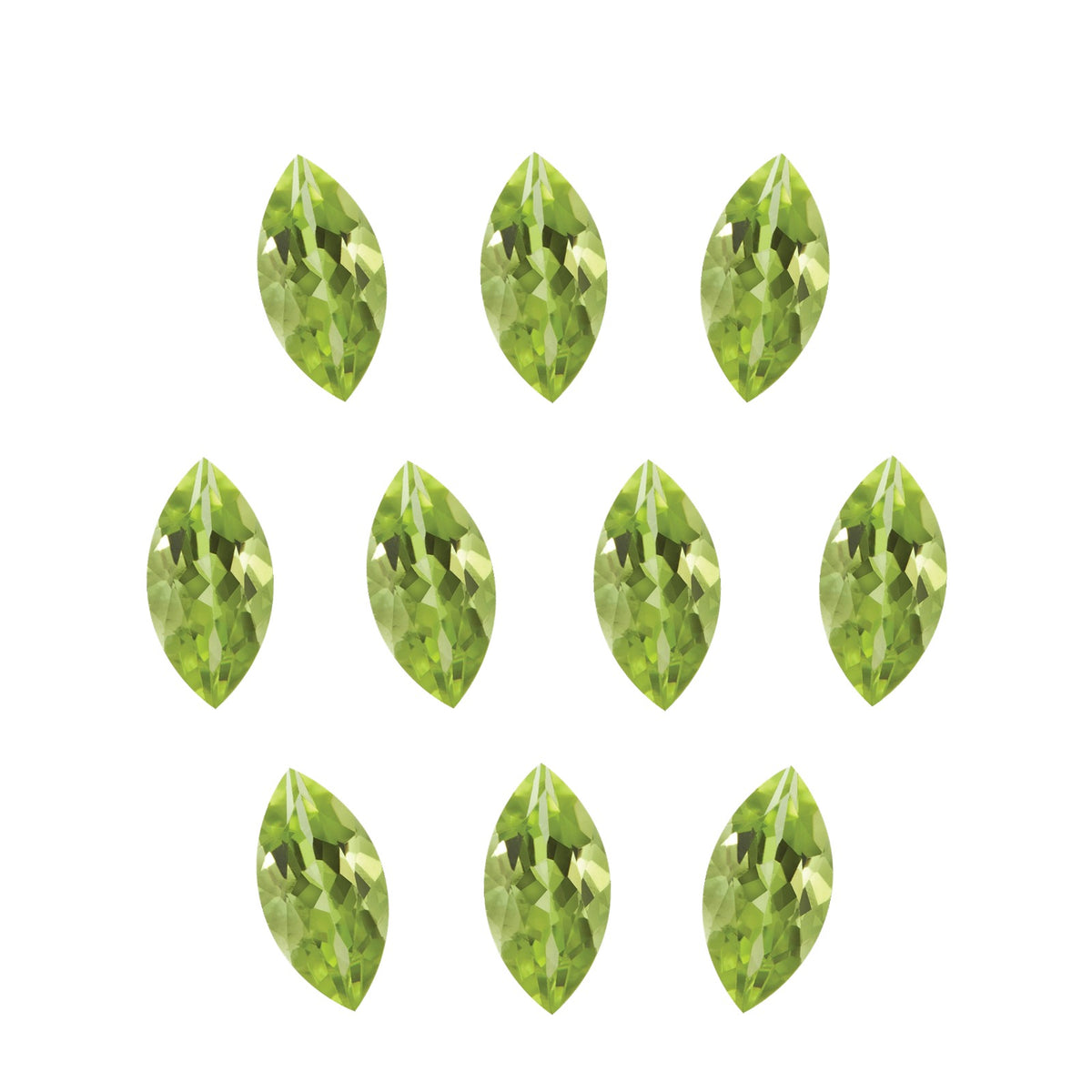 Lot of 10: 4x2 mm natural green peridot, marquise cut | Sapphire Row · cut7