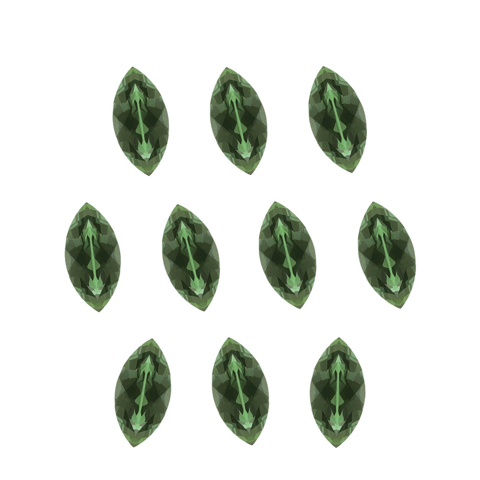 Lot of 10: 4x2 mm natural green tourmaline, marquise cut | Sapphire Row · cut7