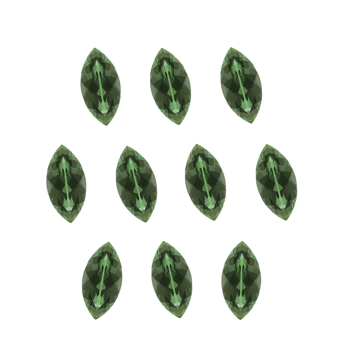 Lot of 10: 4x2 mm natural green tourmaline, marquise cut | Sapphire Row · cut7