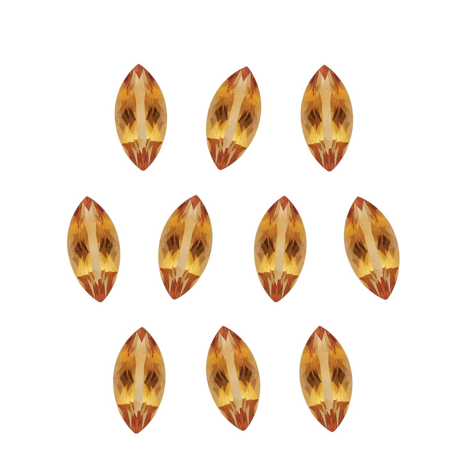 Lot of 10: 4x2 mm natural orange citrine, marquise cut | Sapphire Row · cut7