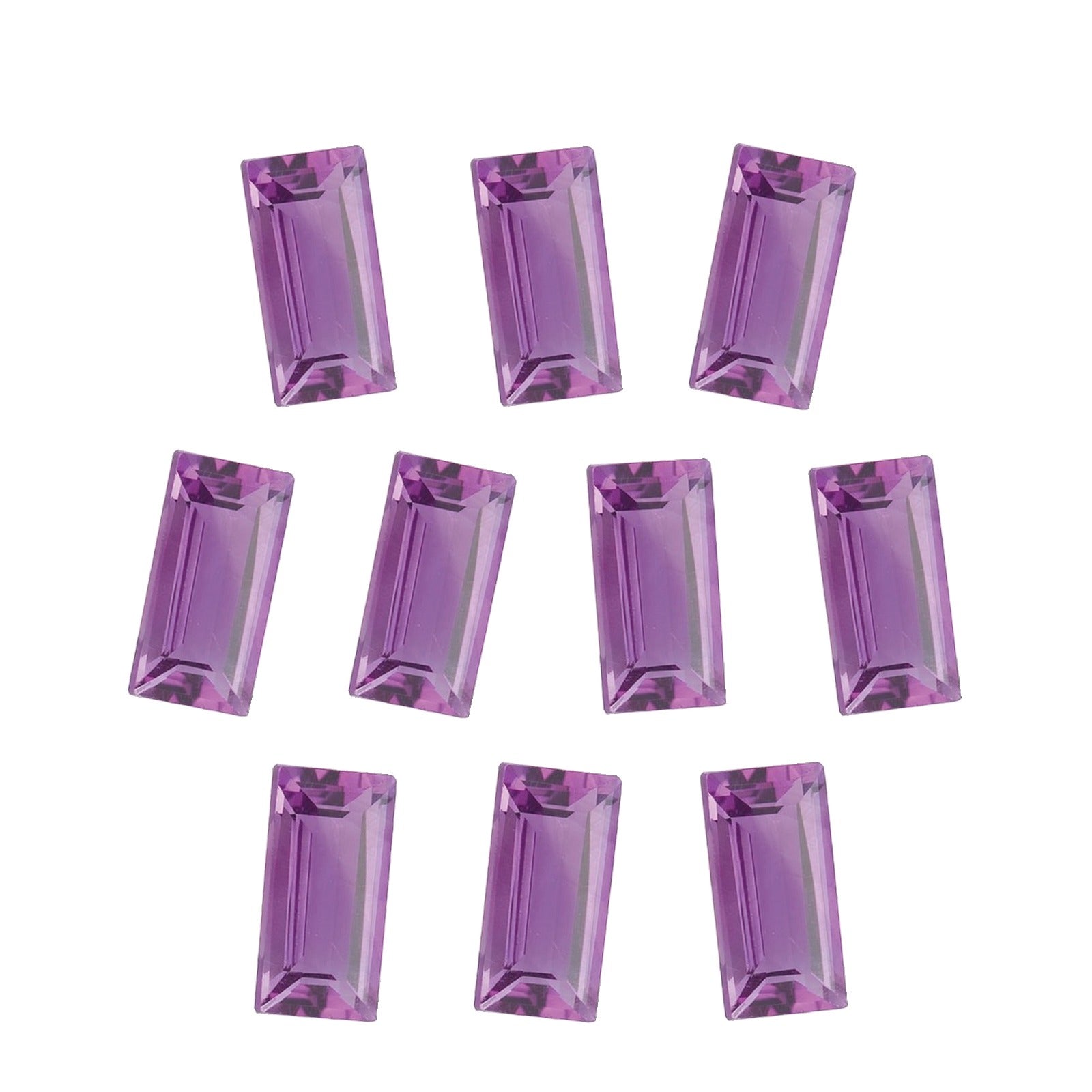 Lot of 10: 4x2 mm natural purple amethyst, straight baguette cut | Sapphire Row · cut7