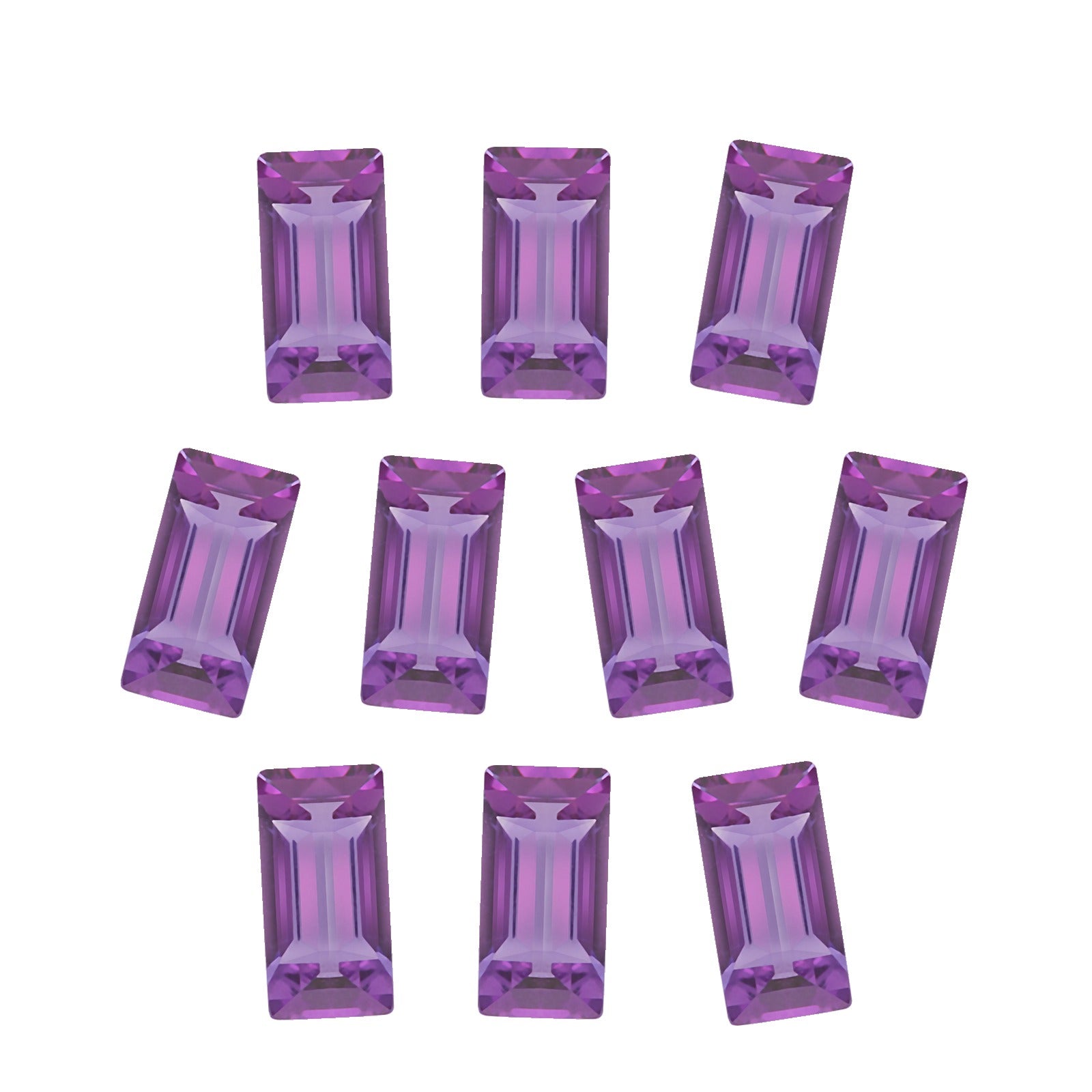 Lot of 10: 4x2 mm natural purple amethyst, straight baguette cut | Sapphire Row · cut7
