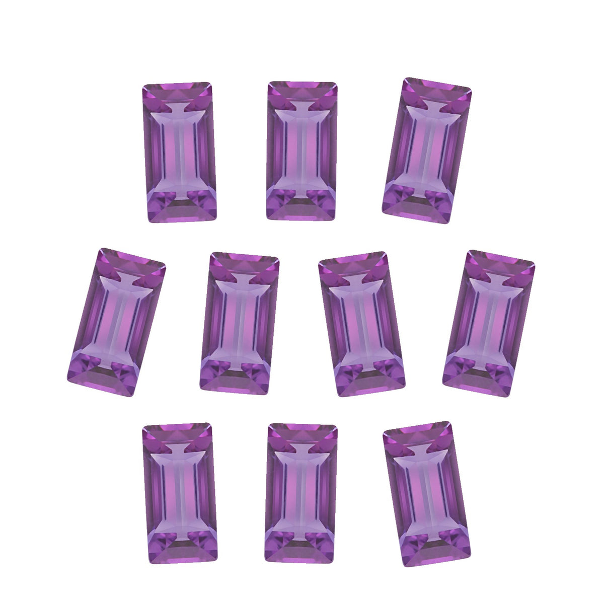 Lot of 10: 4x2 mm natural purple amethyst, straight baguette cut | Sapphire Row · cut7