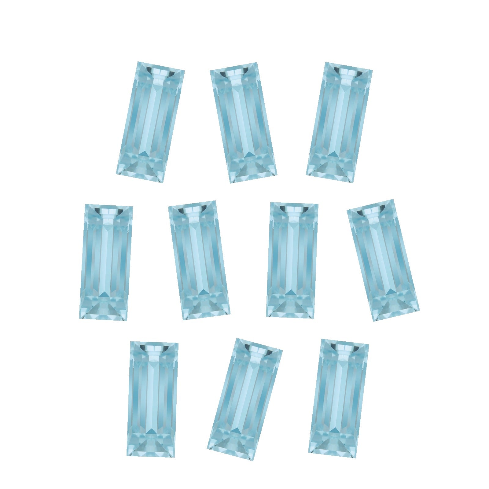 Lot of 10: 4x2 mm natural sky blue topaz, straight baguette cut | Sapphire Row · cut7