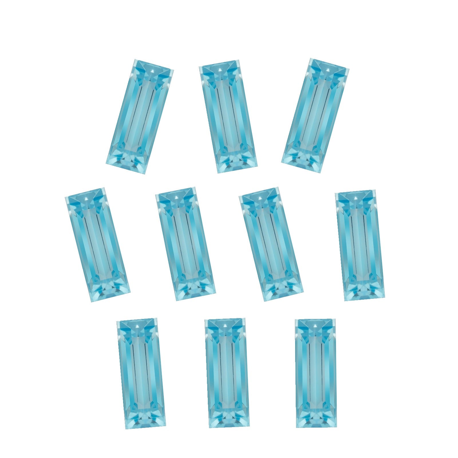 Lot of 10: 4x2 mm natural swiss blue topaz, straight baguette cut | Sapphire Row · cut7