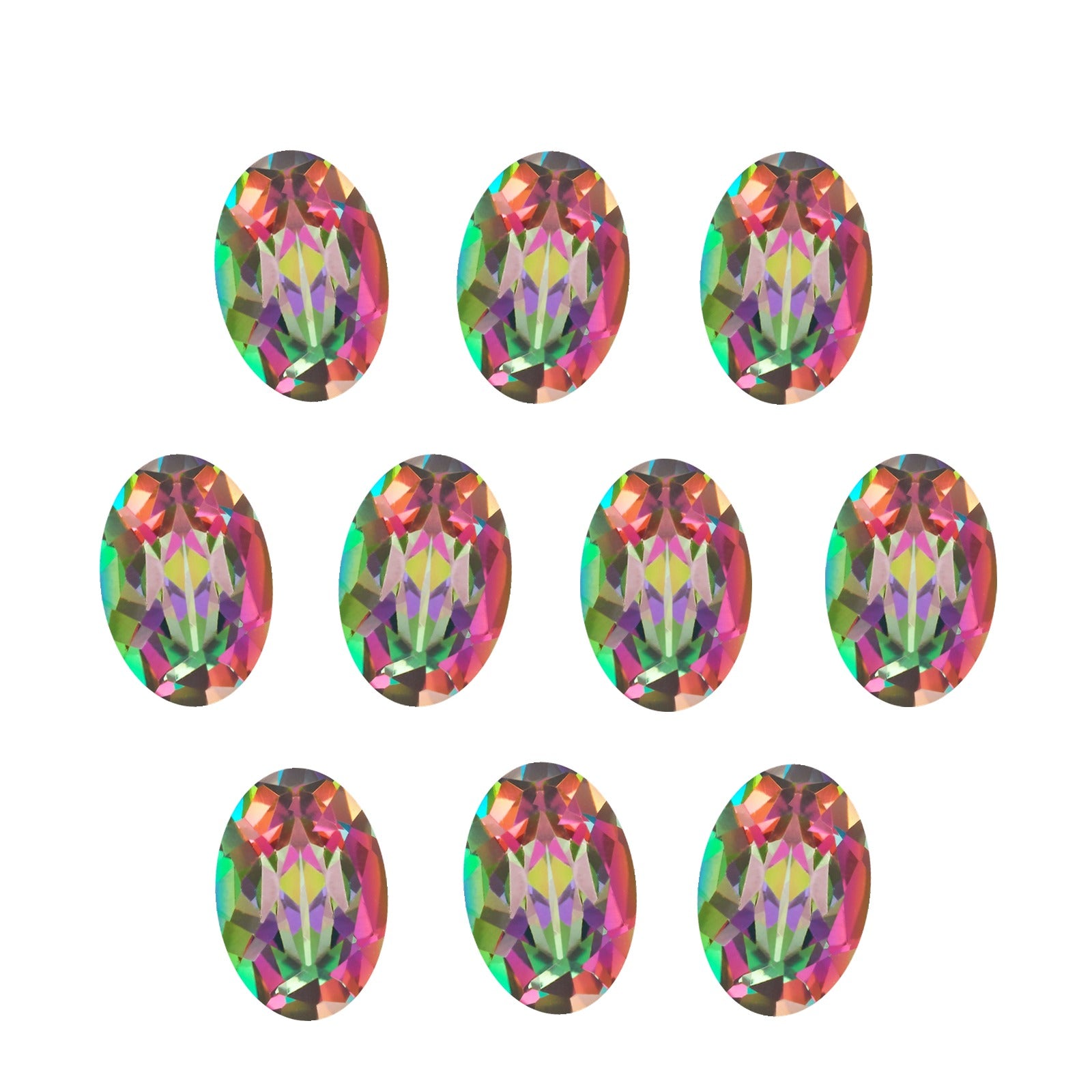 Lot of 10: 4x3 mm natural green mystic topaz, oval cut | Sapphire Row · cut7
