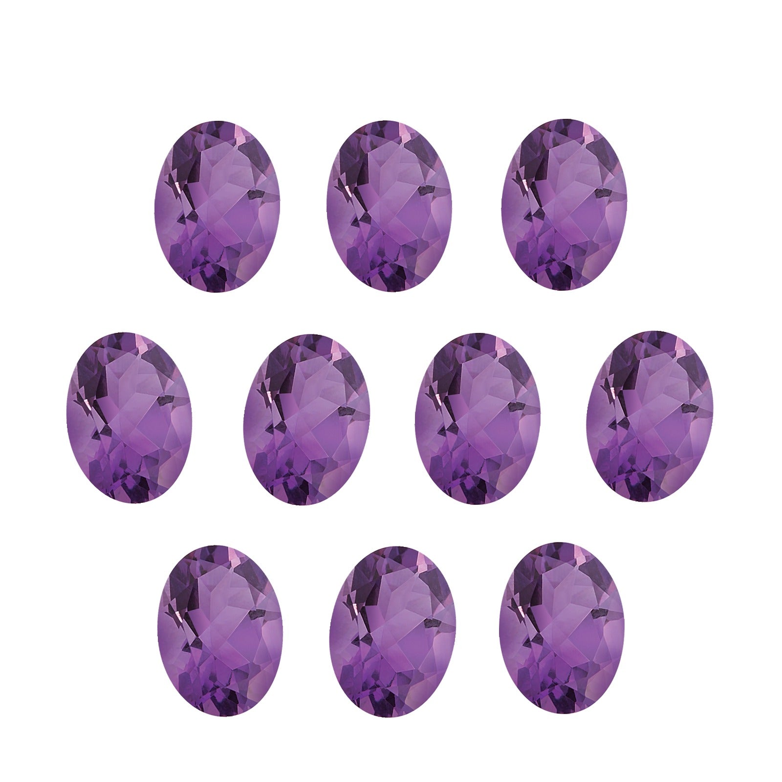 Lot of 10: 4x3 mm natural purple amethyst, oval cut | Sapphire Row · cut7