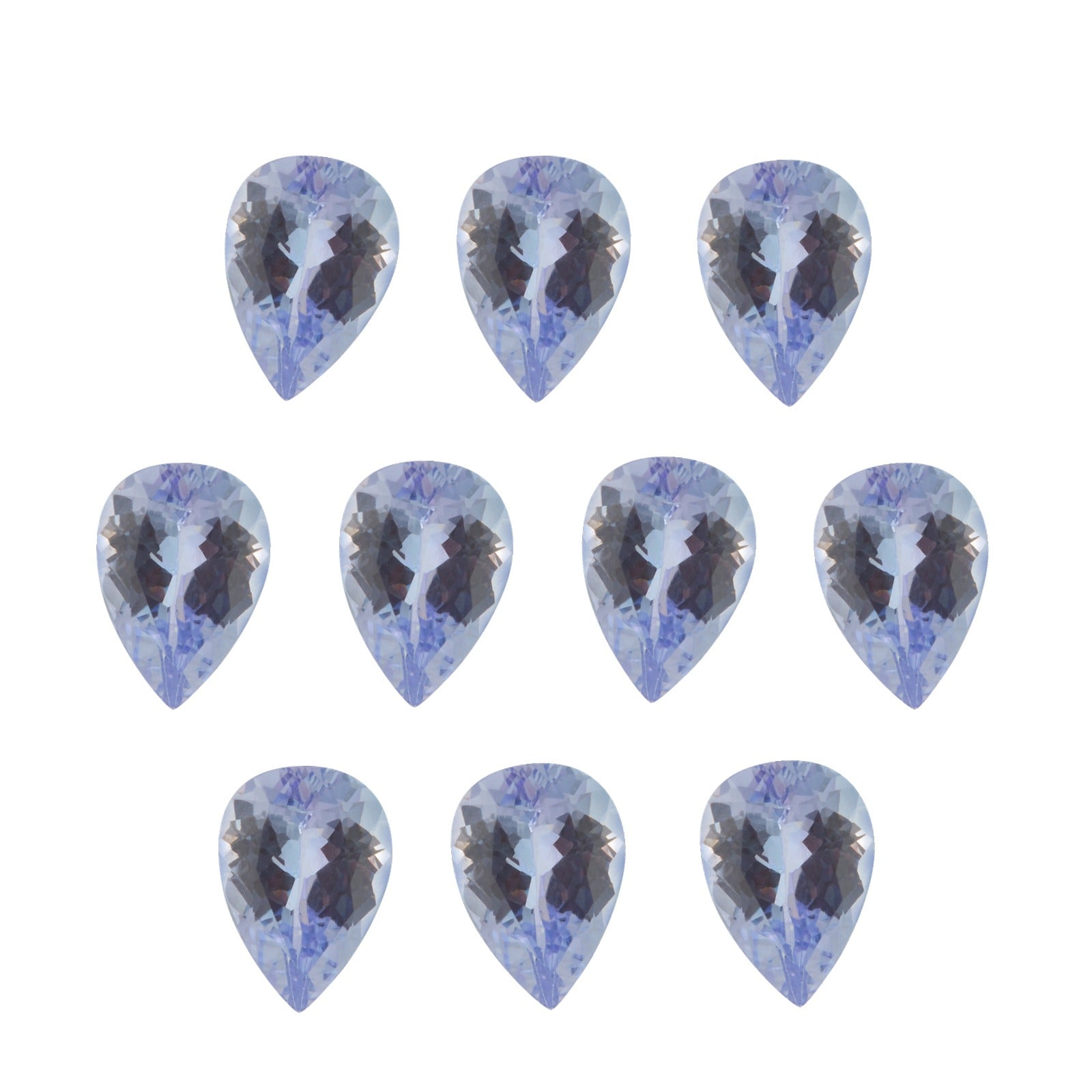 Lot of 10: 4x3 mm natural violetish blue tanzanite, pear cut | Sapphire Row · cut7