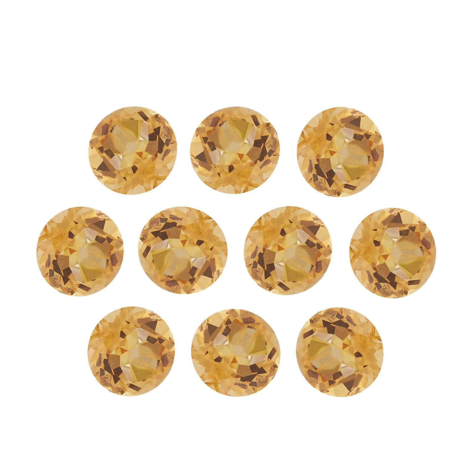 Lot of 10: 5.5 mm natural orange citrine, round cut | Sapphire Row · cut7