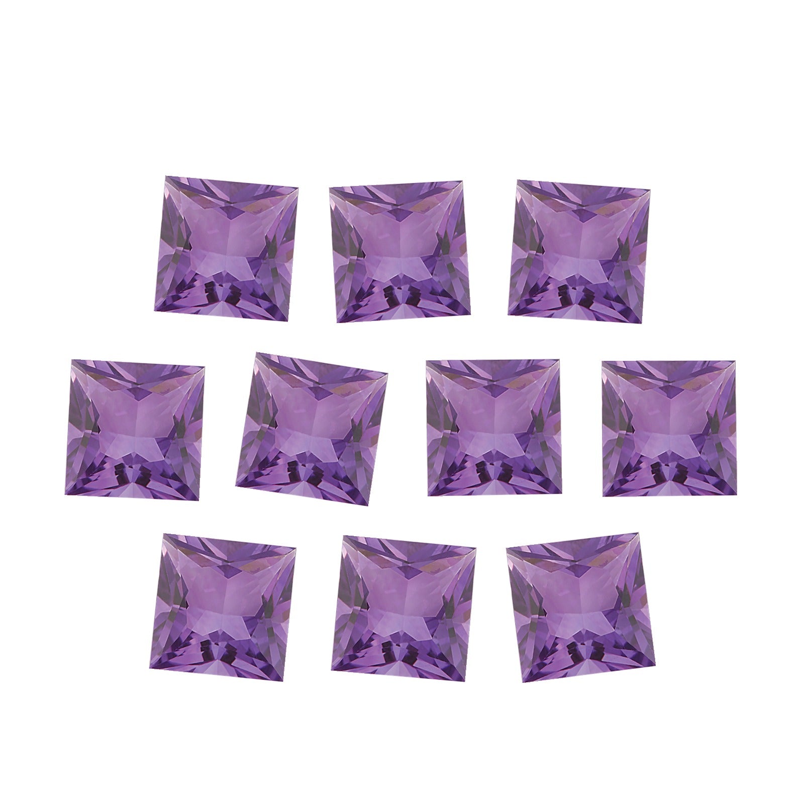Lot of 10: 5.5 mm natural purple amethyst, square cut | Sapphire Row · cut7