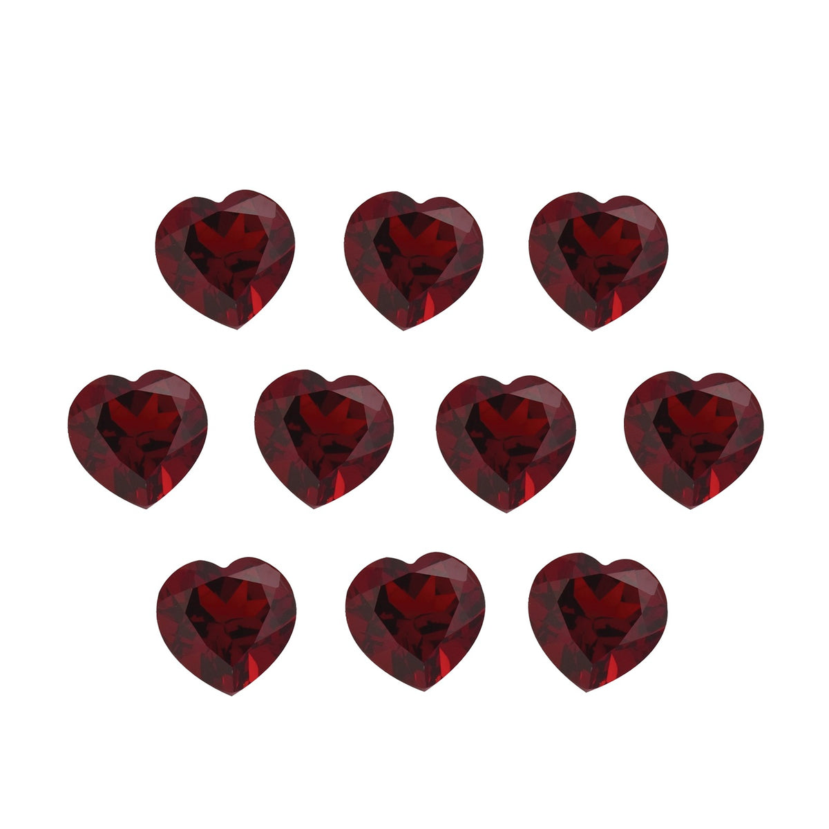 Lot of 10: 5 mm natural dark orange red mozambique garnet, heart cut | Sapphire Row · cut7