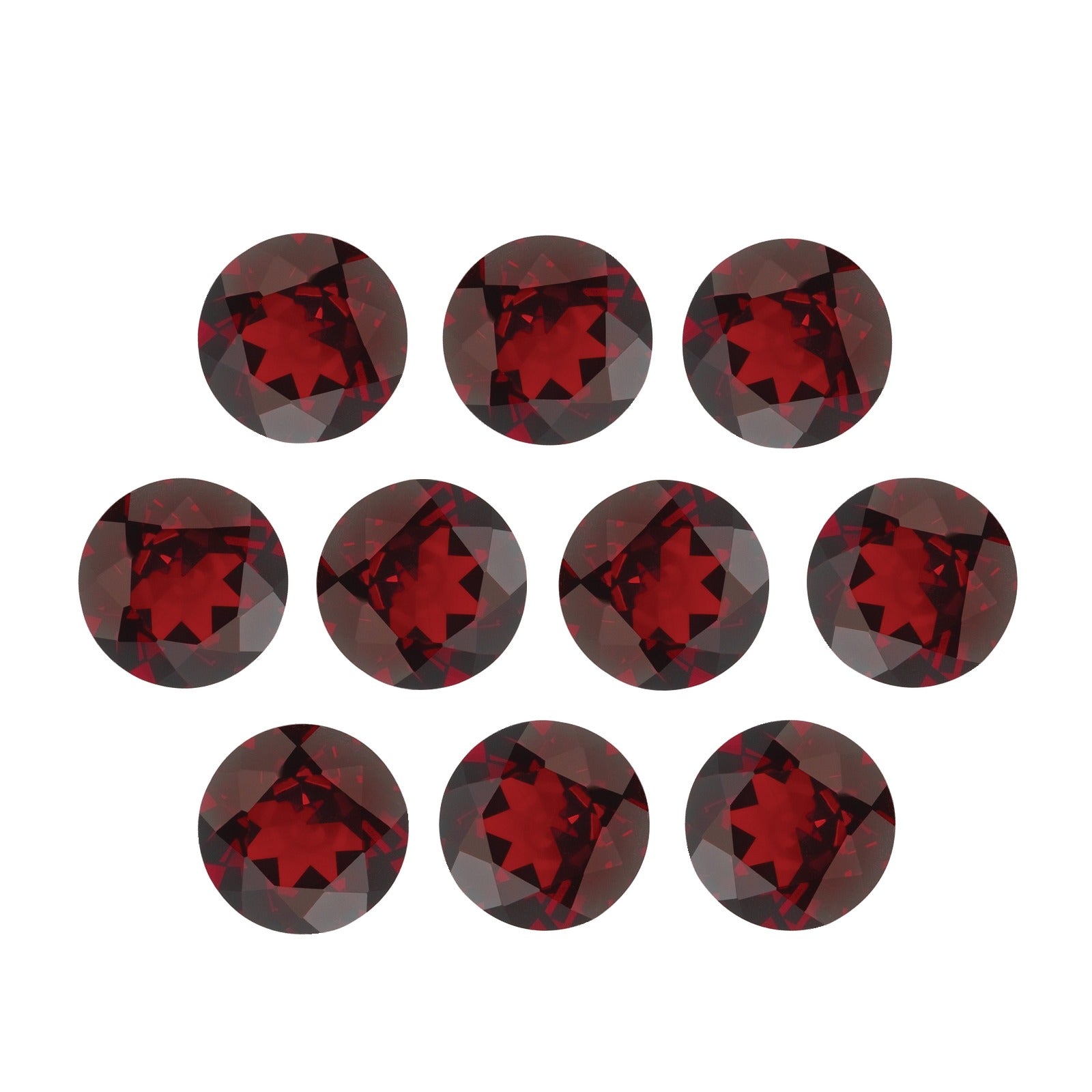 Lot of 10: 5 mm natural dark orange red mozambique garnet, round cut | Sapphire Row · cut7