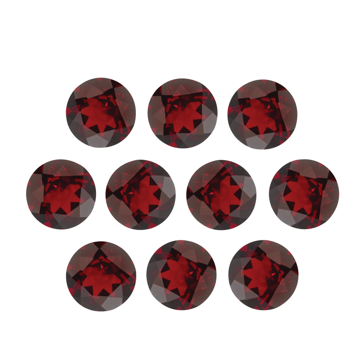 Lot of 10: 5 mm natural dark orange red mozambique garnet, round cut | Sapphire Row · cut7