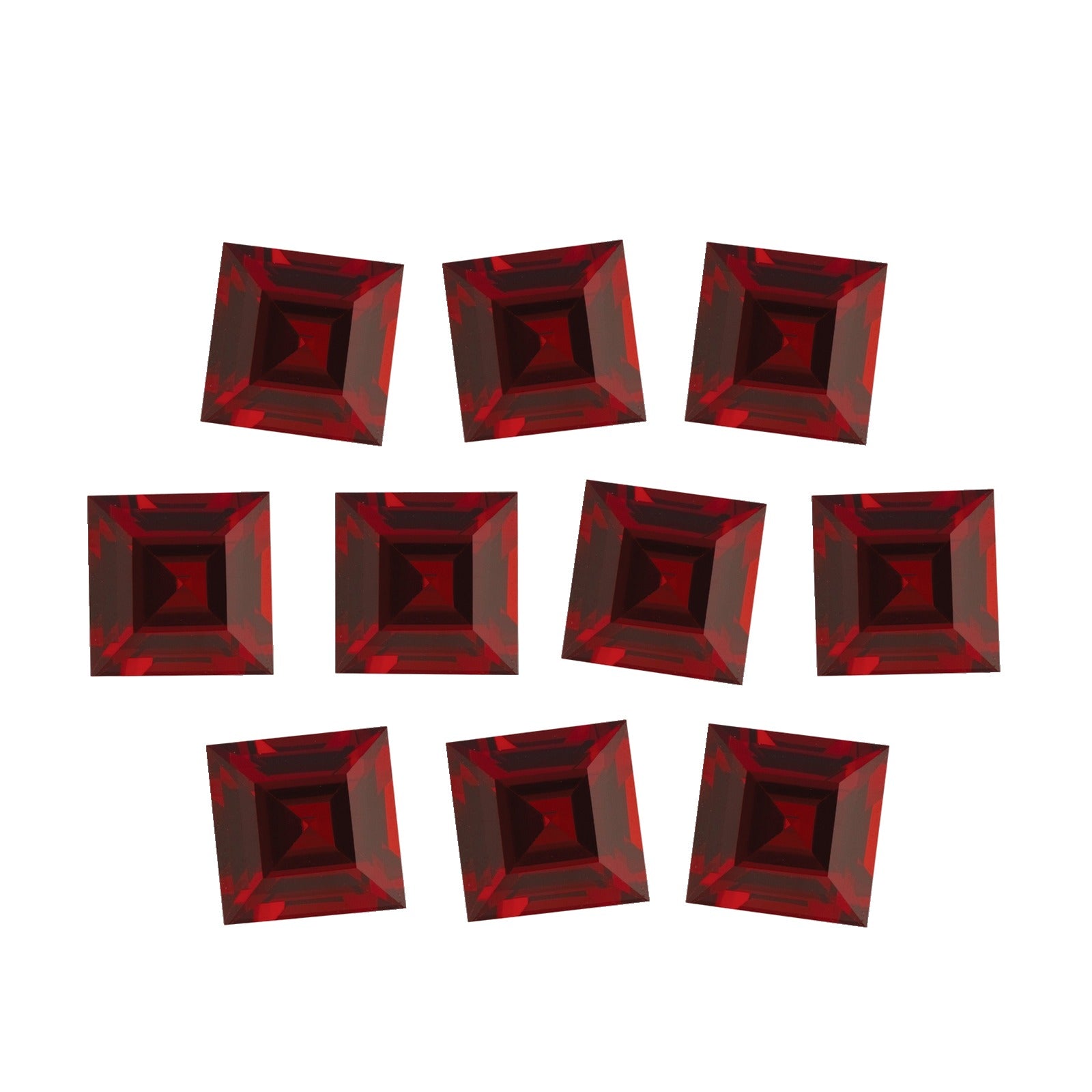 Lot of 10: 5 mm natural dark orange red mozambique garnet, square cut | Sapphire Row · cut7