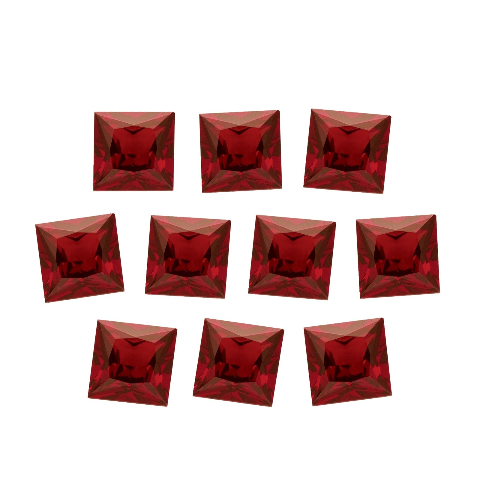 Lot of 10: 5 mm natural dark orange red mozambique garnet, square cut | Sapphire Row · cut7