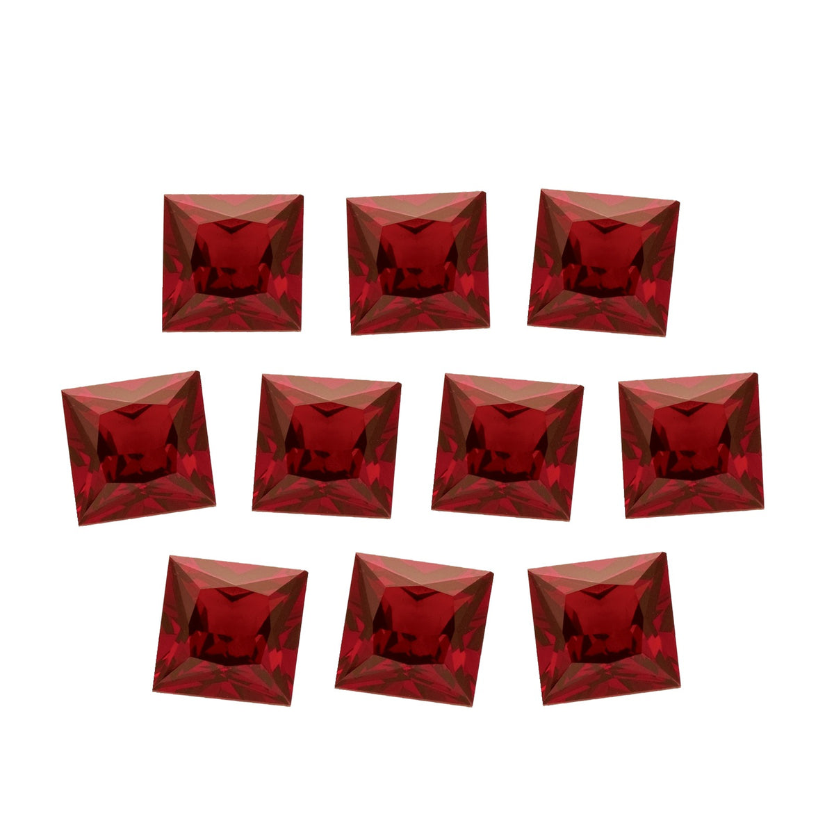 Lot of 10: 5 mm natural dark orange red mozambique garnet, square cut | Sapphire Row · cut7