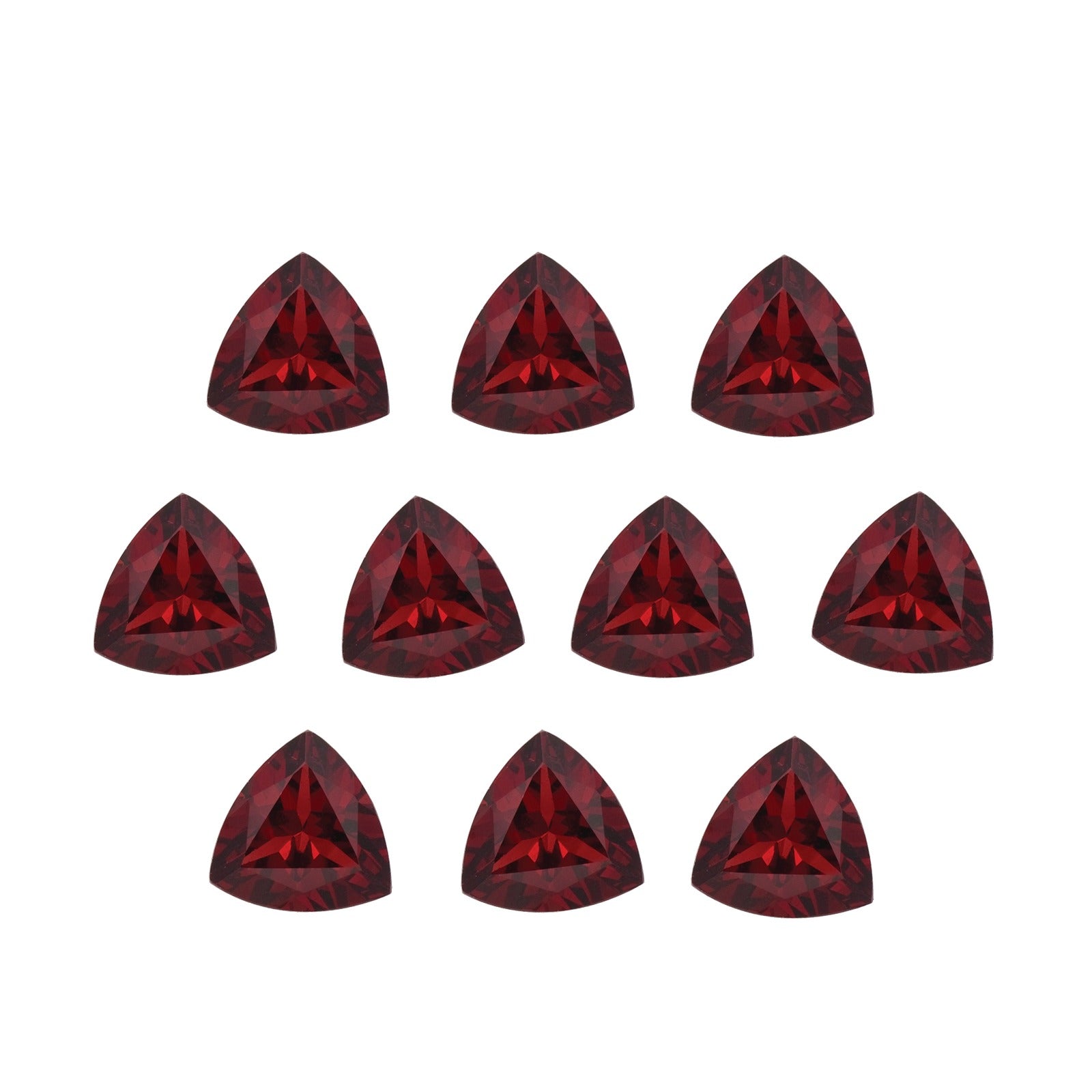 Lot of 10: 5 mm natural dark orange red mozambique garnet, trillion cut | Sapphire Row · cut7