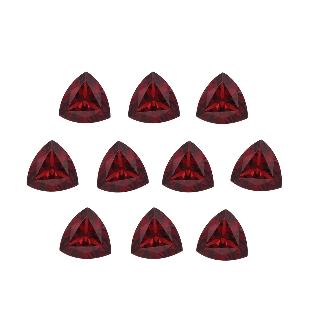 Lot of 10: 5 mm natural dark orange red mozambique garnet, trillion cut | Sapphire Row · cut7