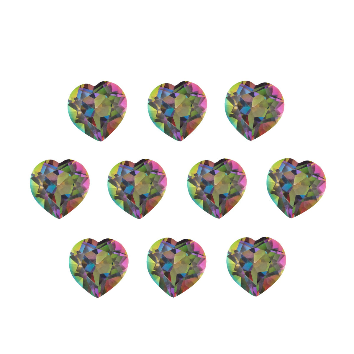 Lot of 10: 5 mm natural green mystic topaz, heart cut | Sapphire Row · cut7