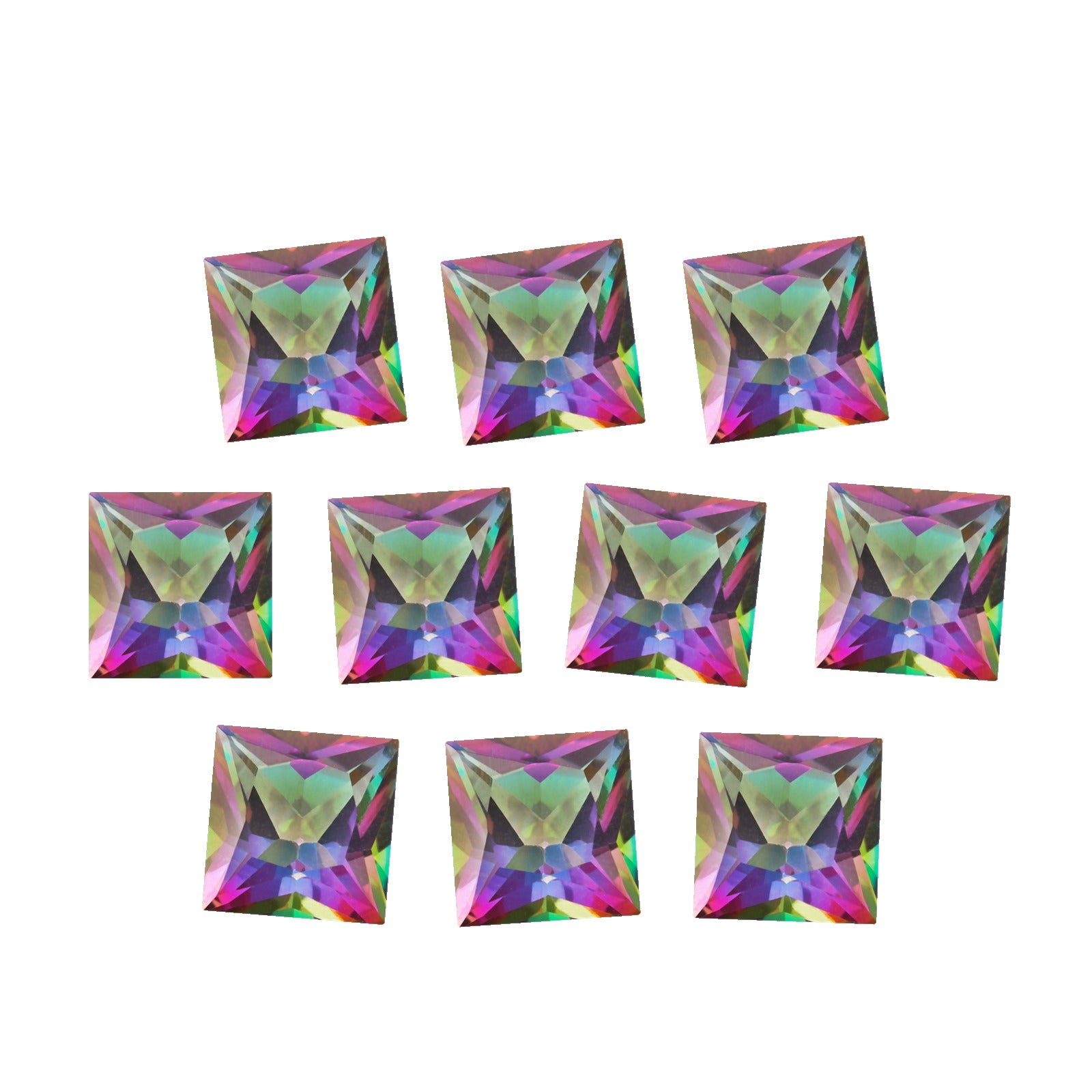 Lot of 10: 5 mm natural green mystic topaz, square cut | Sapphire Row · cut7