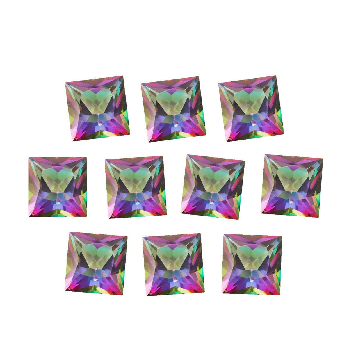 Lot of 10: 5 mm natural green mystic topaz, square cut | Sapphire Row · cut7