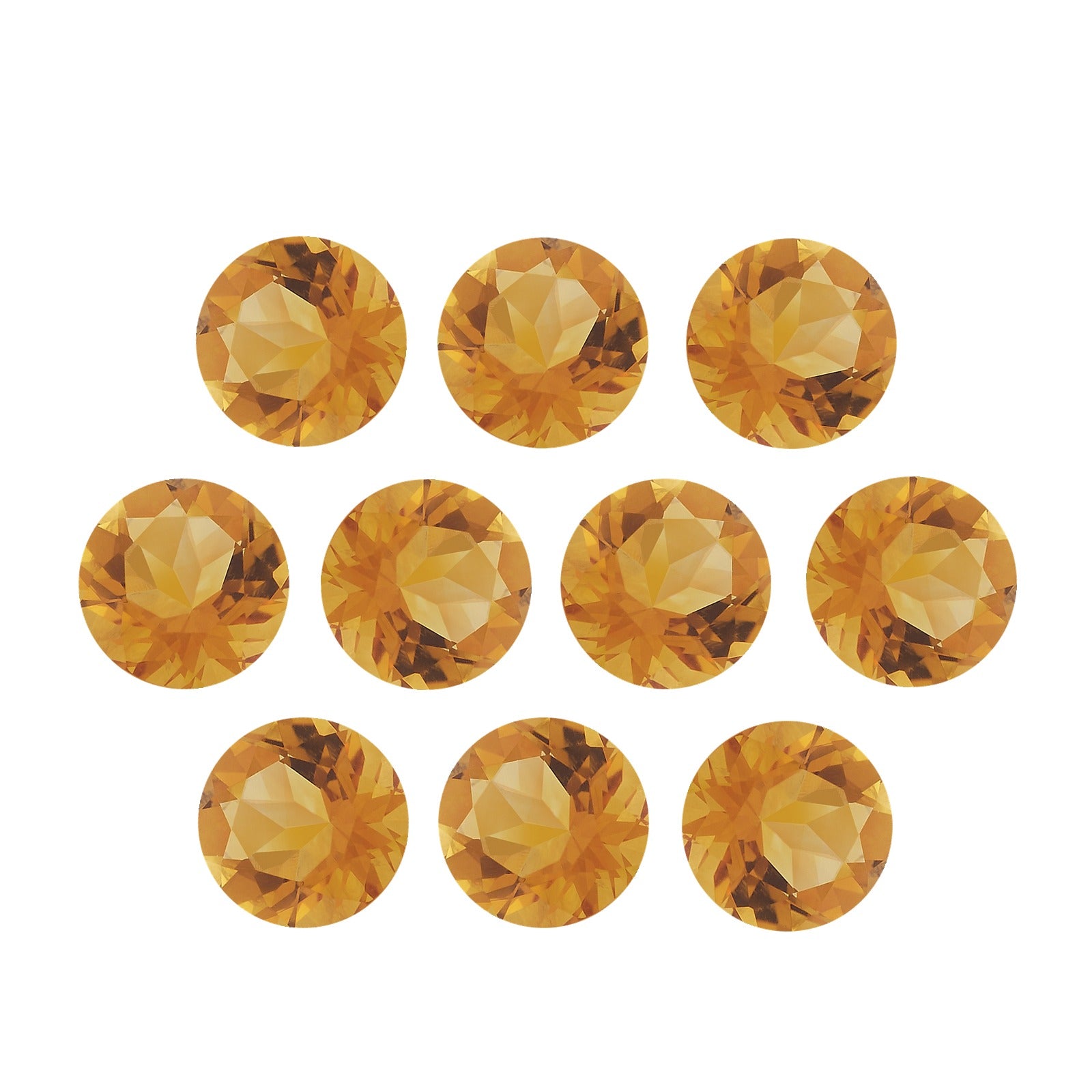 Lot of 10: 5 mm natural orange citrine, round cut | Sapphire Row · cut7