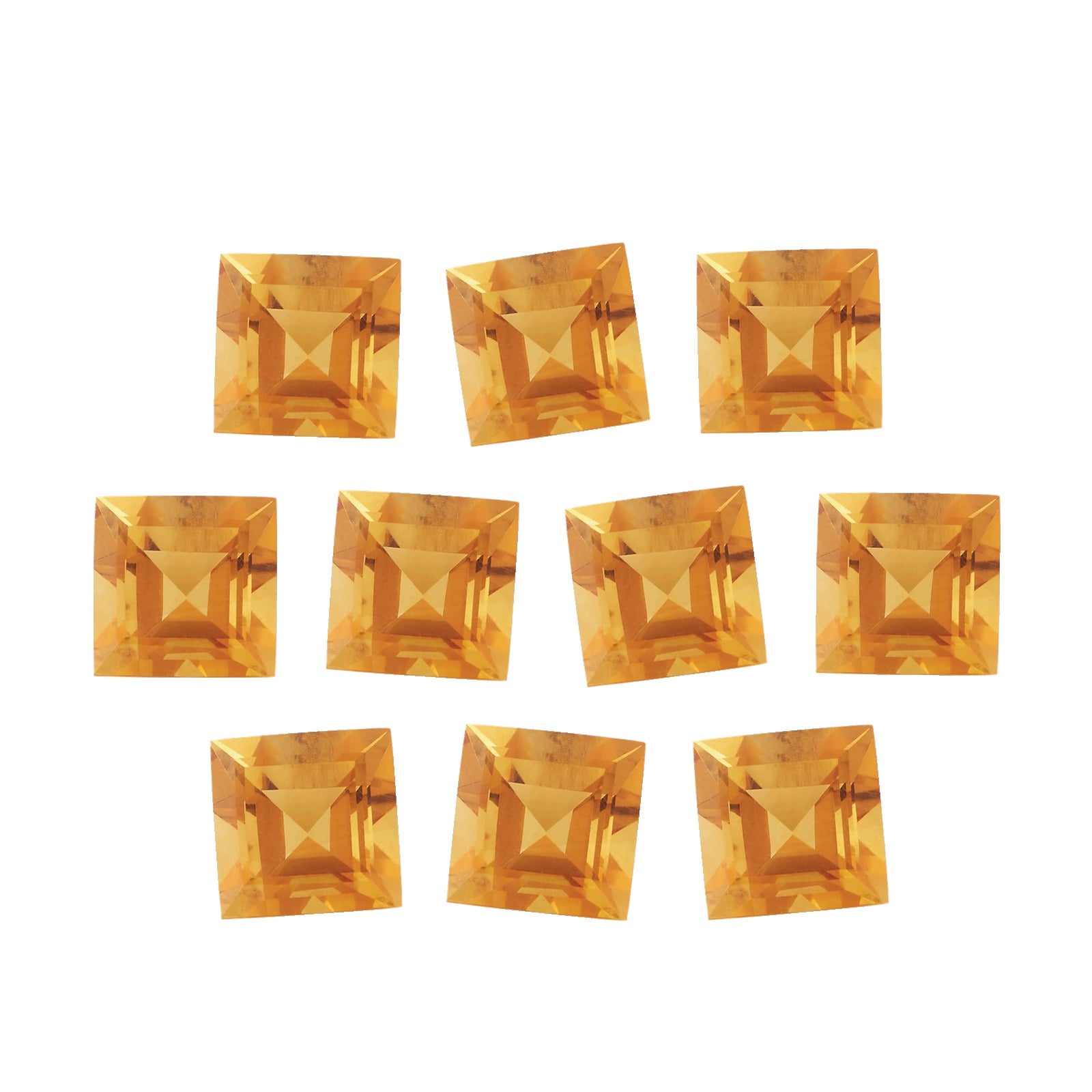 Lot of 10: 5 mm natural orange citrine, square cut | Sapphire Row · cut7
