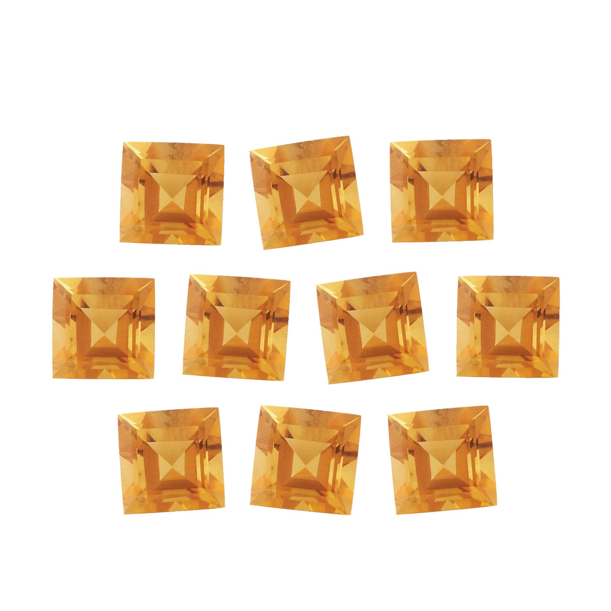 Lot of 10: 5 mm natural orange citrine, square cut | Sapphire Row · cut7
