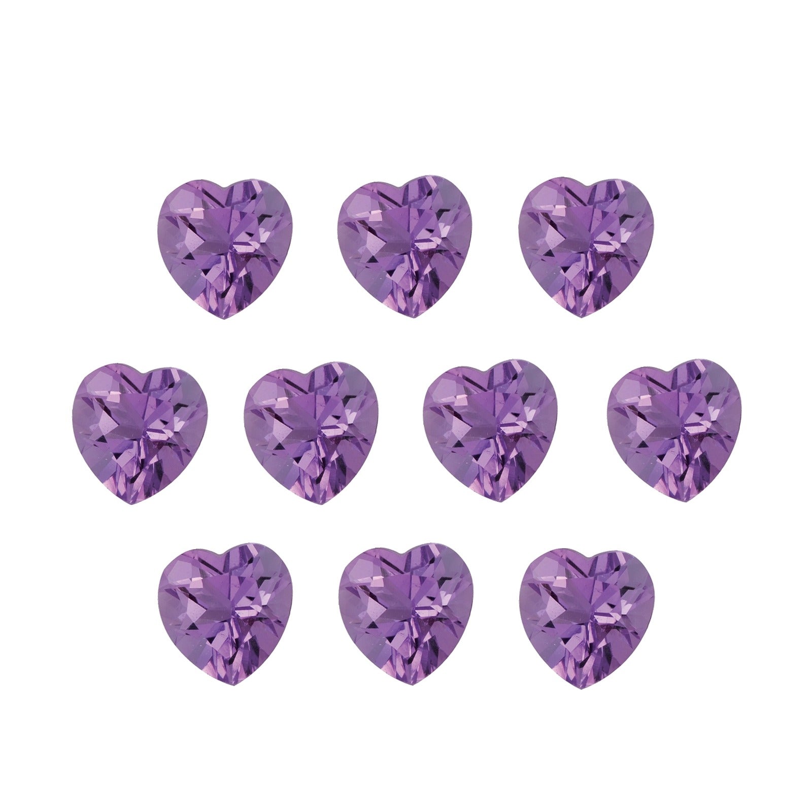 Lot of 10: 5 mm natural purple amethyst, heart cut | Sapphire Row · cut7