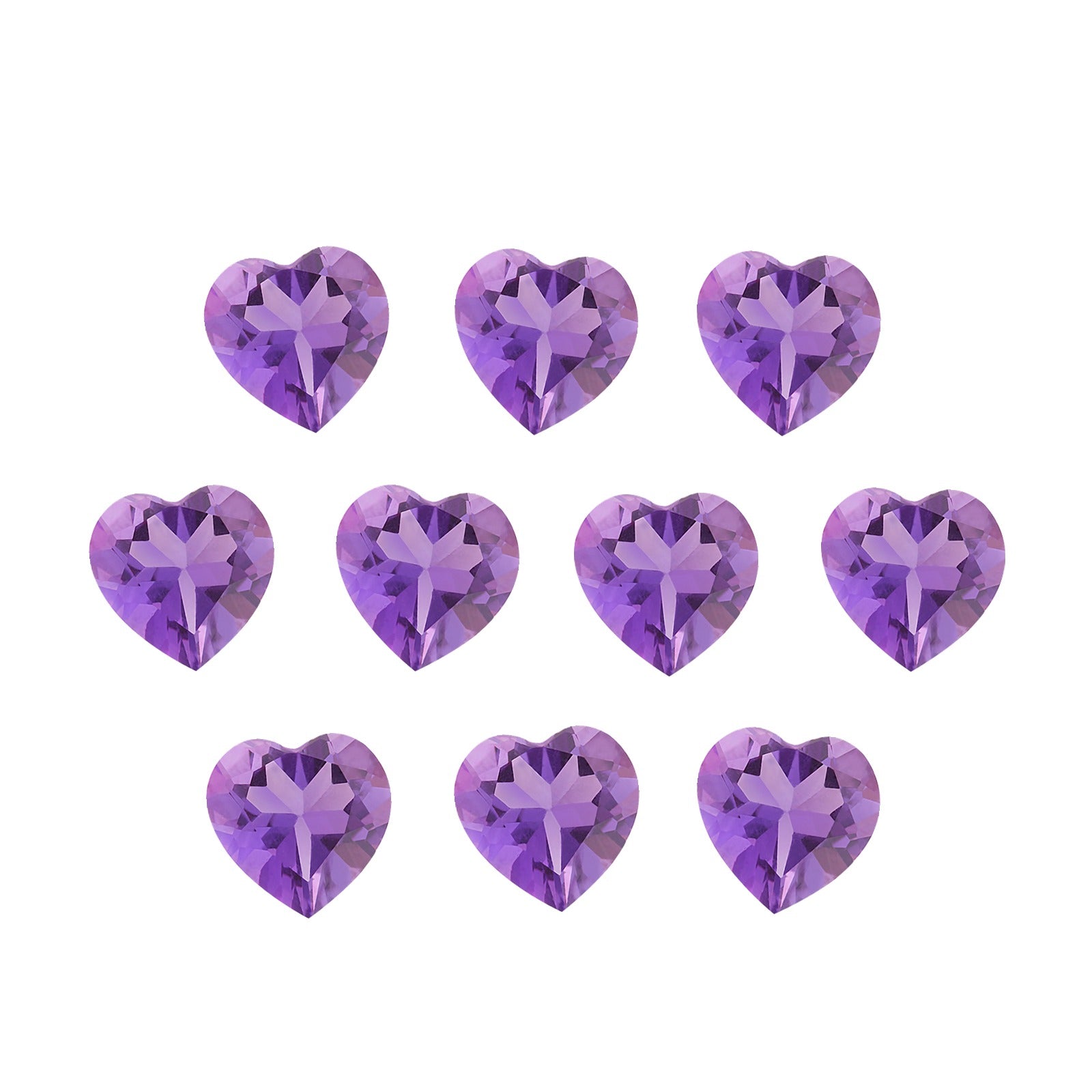 Lot of 10: 5 mm natural purple amethyst, heart cut | Sapphire Row · cut7