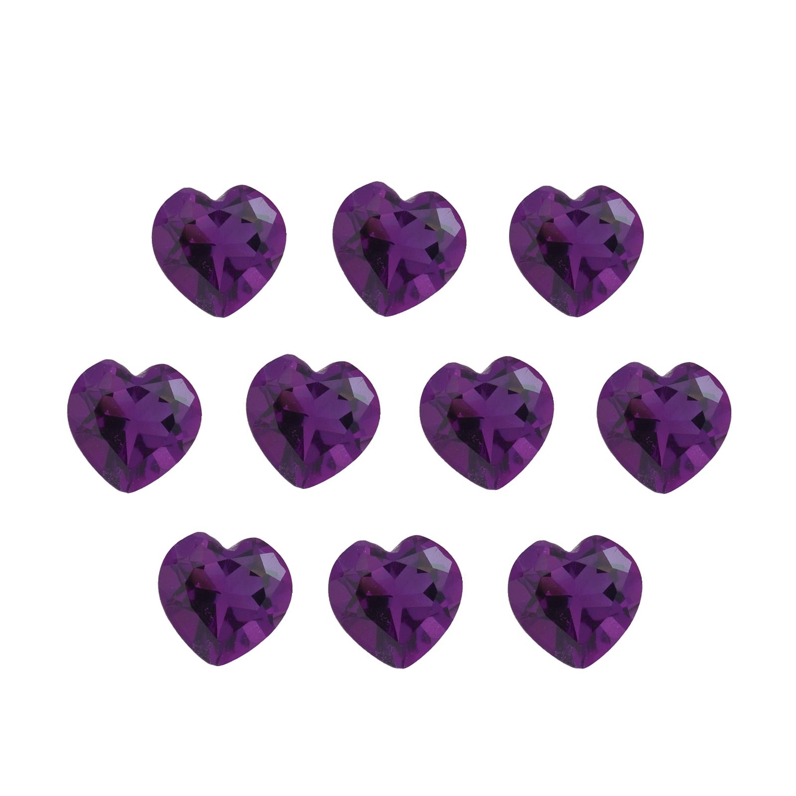 Lot of 10: 5 mm natural purple amethyst, heart cut | Sapphire Row · cut7