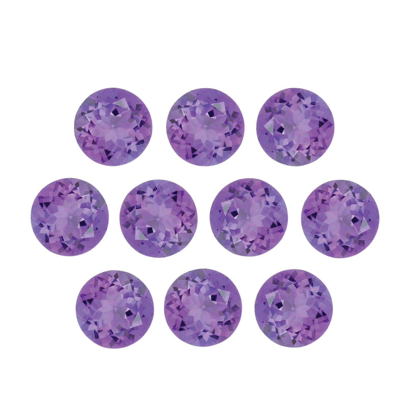 Lot of 10: 5 mm natural purple amethyst, round cut | Sapphire Row · cut7