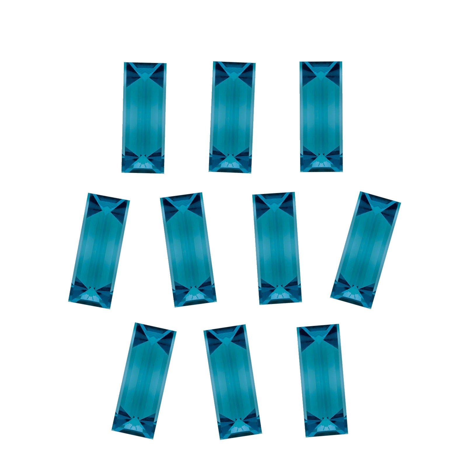 Lot of 10: 5x2.5 mm natural london blue topaz, straight baguette cut | Sapphire Row · cut7