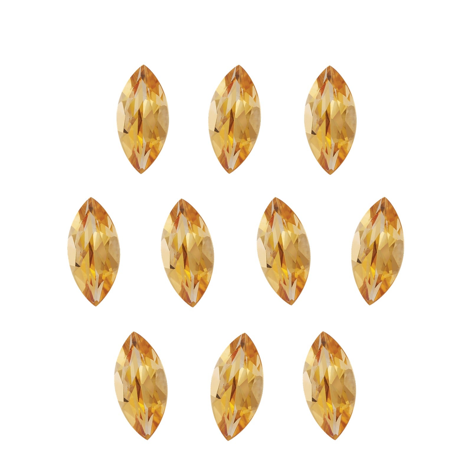 Lot of 10: 5x2.5 mm natural orange citrine, marquise cut | Sapphire Row · cut7